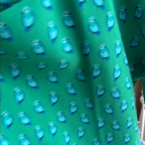 LOFT Green and Blue Bird Print Dress with 3/4 Sleeves - Picture 8 of 9